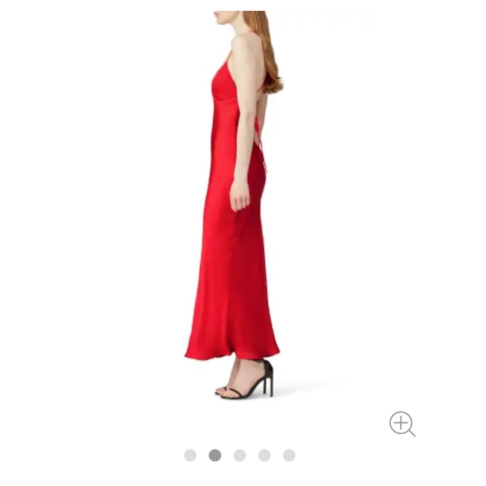Bardot red silk long gown spaghetti straps - Picture 3 of 11